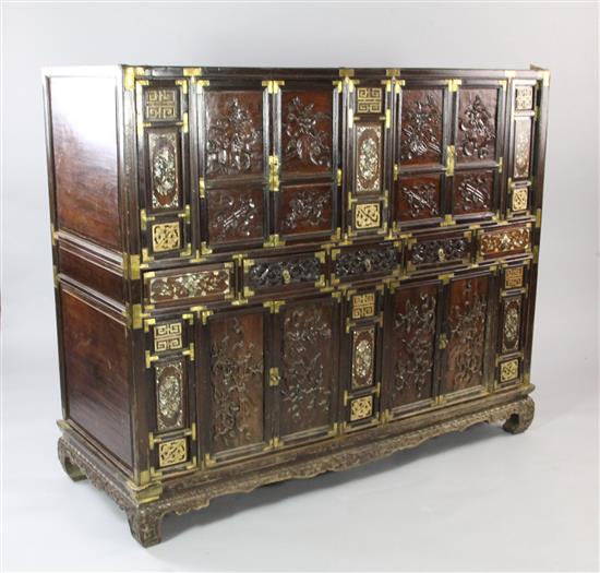 An early 20th century Chinese rosewood cabinet, W.4ft 5.5in.